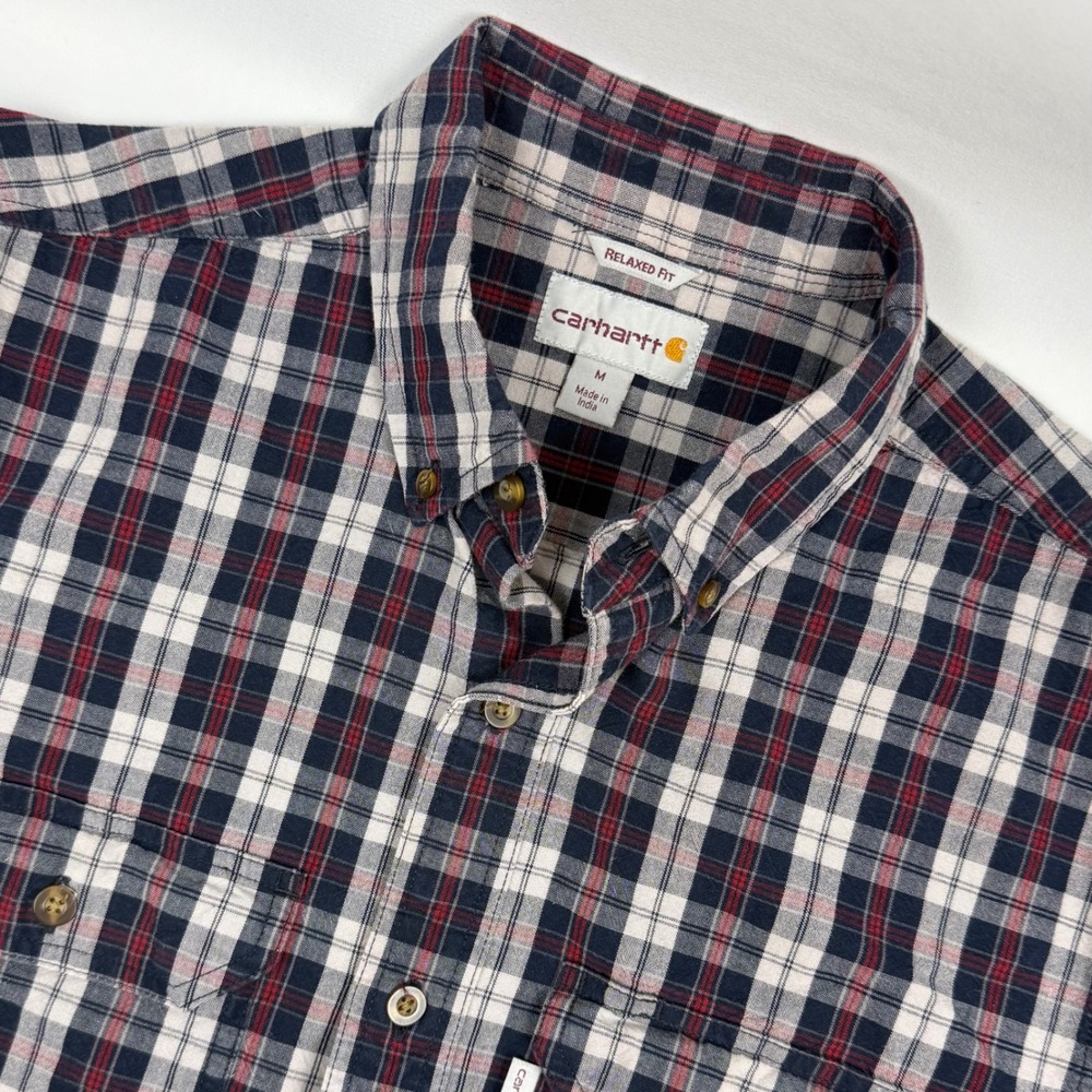 Carhartt Mens Relaxed Fit Plaid Long Sleeve Button Down Shirt M Made‎ in India